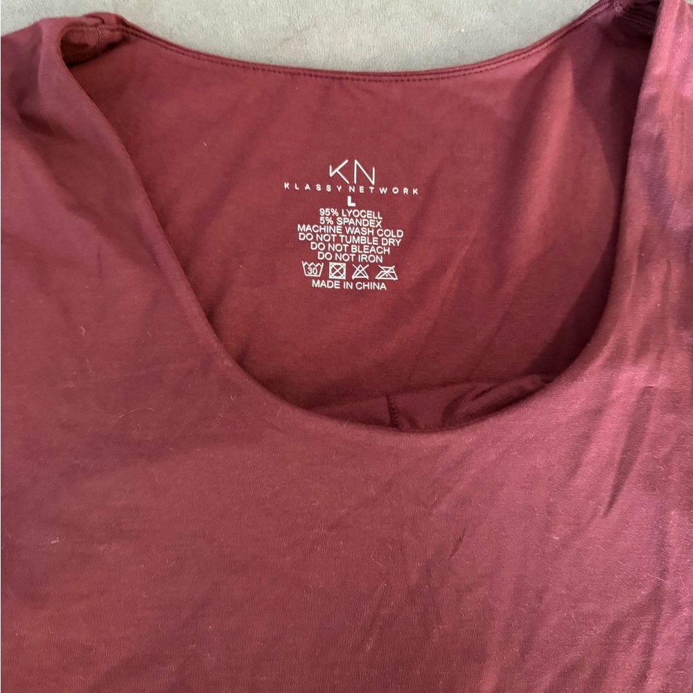 Women's Burgundy Long Sleeve Top - Picture 2 of 3
